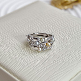 女 精工925纯银天然海水糖果色akoya戒指小众设计款 沐浴星河