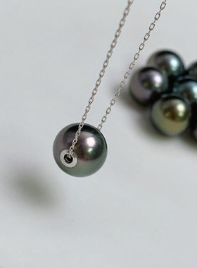 《运之轮转》10-11mm极光正圆大溪地黑珍珠路路通转运珠项链18k金