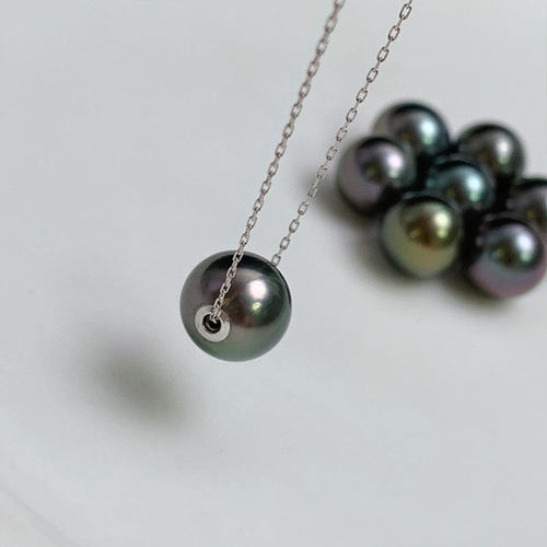 《运之轮转》10-11mm极光正圆大溪地黑珍珠路路通转运珠项链18k金