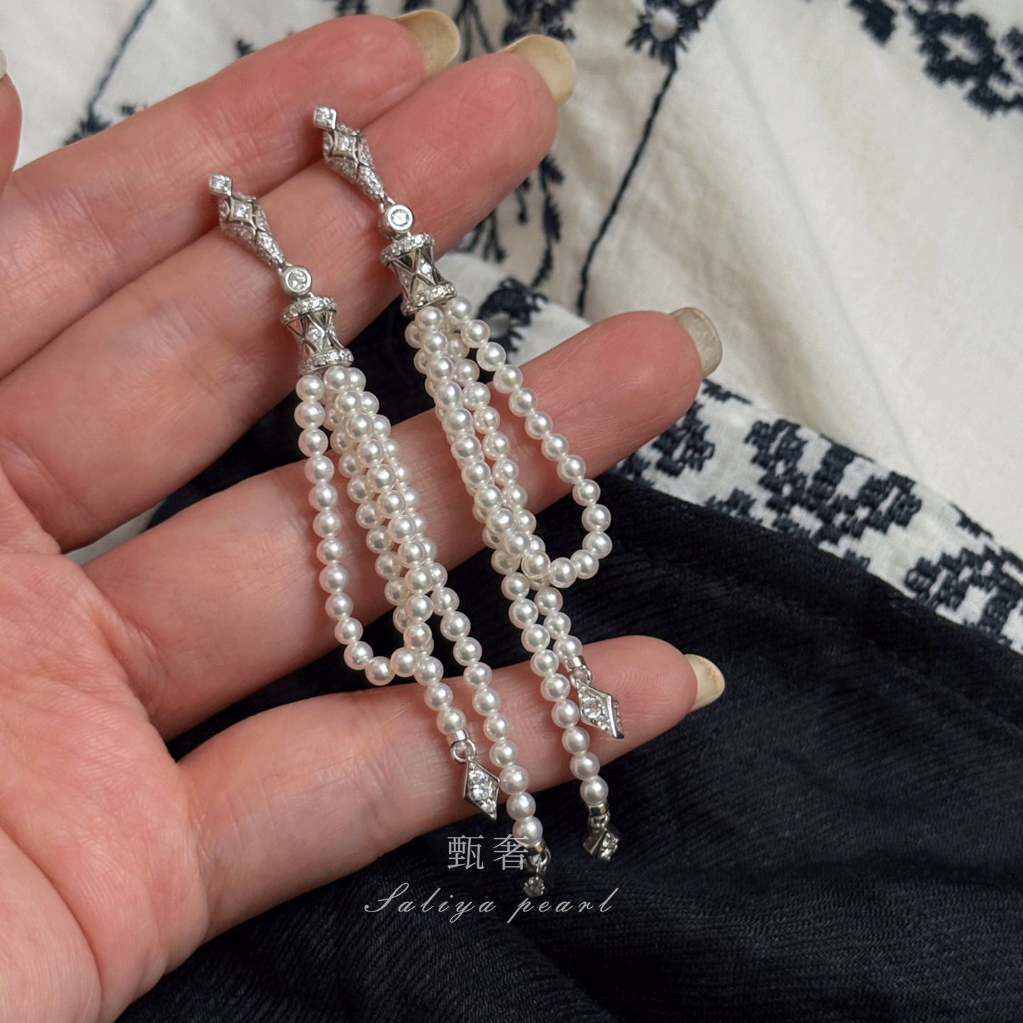 《步摇生辉》精工纯银3mm正圆极光淡水珍珠流苏耳饰适合圆脸耳饰,珠宝/钻石/翡翠,耳饰,淘宝优惠券,粉丝福利购,淘宝优惠卷