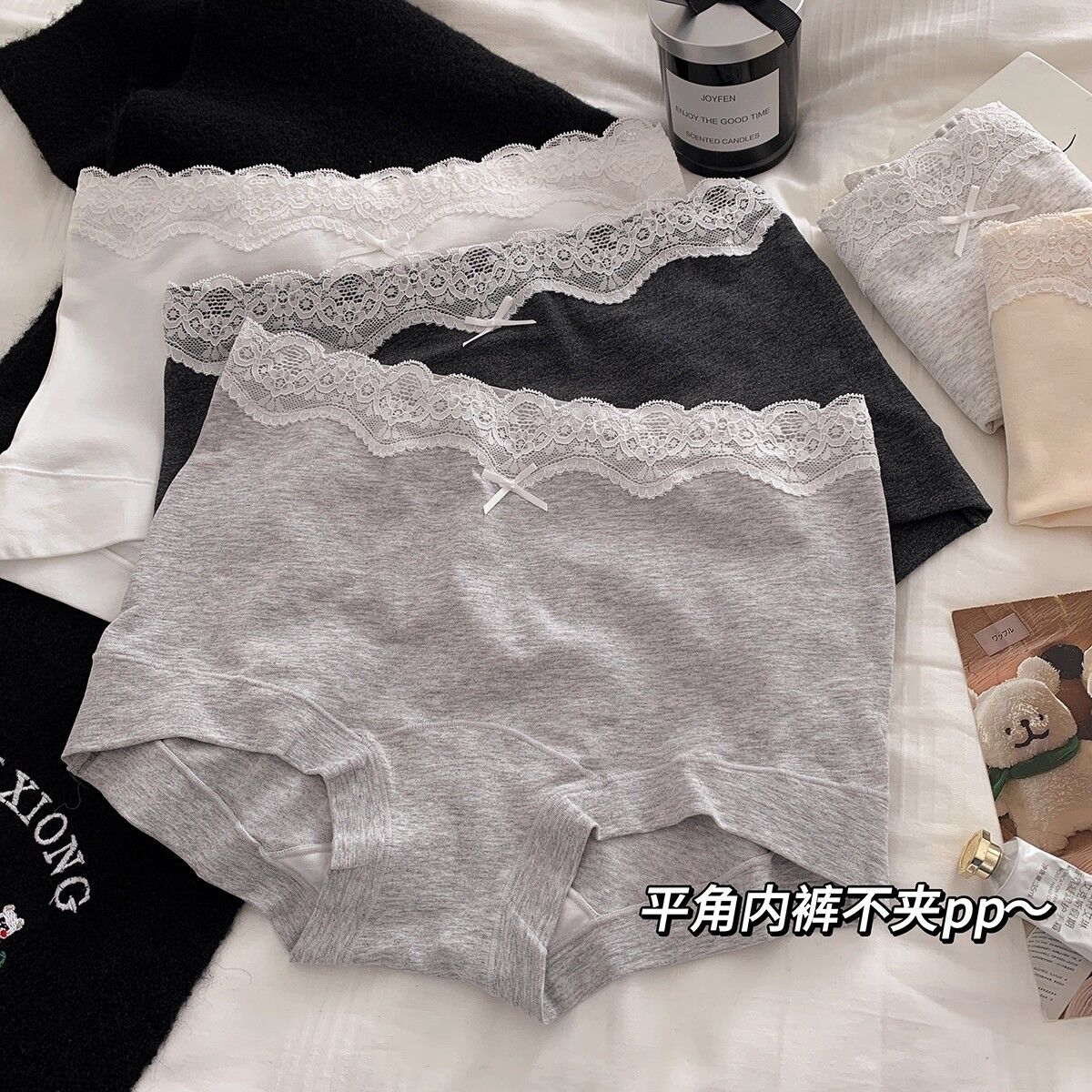 简约舒适纯棉少女中腰透气平角裤