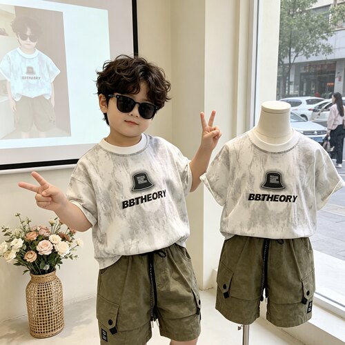 1281男童夏季套装短袖T恤两件套潮酷韩版洋气宝宝夏装儿童时尚穿