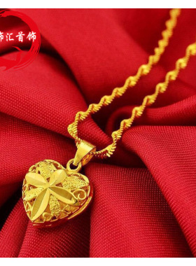 越南沙金心形项链民族风镂空鸡心镀金套链镀金项链首饰品