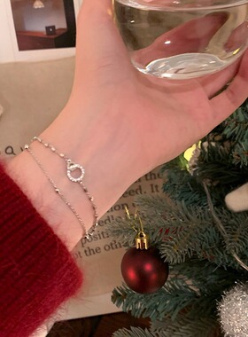 钛钢双层几何双环流苏手链轻奢高级感ins风可调节网红手饰品