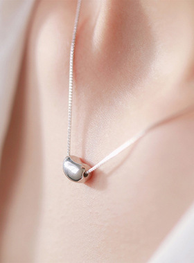 S925纯银豌豆相思豆项链锁骨链送女友设计感高级韩版简约百搭轻奢