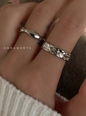 锡纸扭曲戒指女小众设计时尚个性开口指环新款潮冷淡风