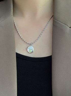 韩版S925银简约水滴字母项链女时尚气质米粒锁骨链嘻哈ins饰品