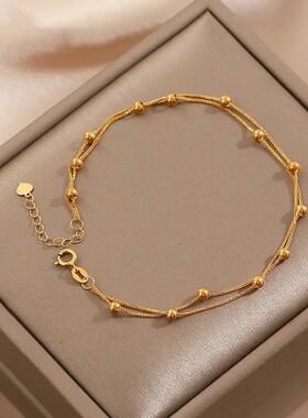 钛钢双层满天星手链简约ins风小众高级感18K金圆形珠子配饰品