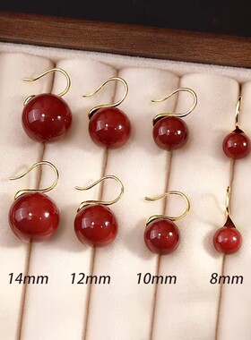 s999银安克拉红高跟鞋耳环高级秋冬红色本命年耳钩2025新爆款耳饰