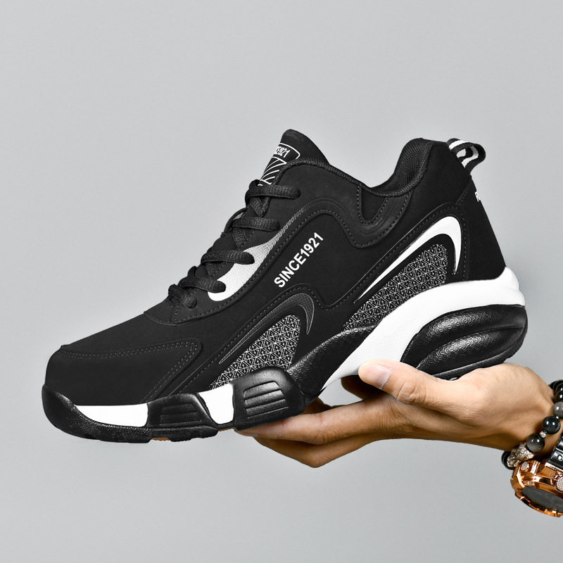 安錔男鞋2023秋冬新款皮面运动鞋46 47 48学生防水跑步鞋大码鞋子