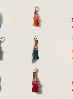 真皮MIU系鞋子装饰吊坠鞋挂配饰鞋带扣张元英同款流苏款包包挂件