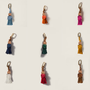 真皮MIU系鞋子装饰吊坠鞋挂配饰鞋带扣张元英同款流苏款包包挂件