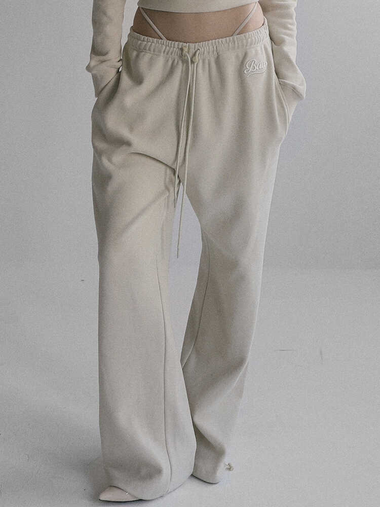 卫裤直筒长裤休闲宽松刺绣字母