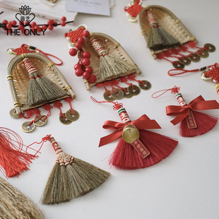 薇艺 迷你扫把挂饰年宵花福桶装饰除旧迎新年门挂花艺手工diy材料