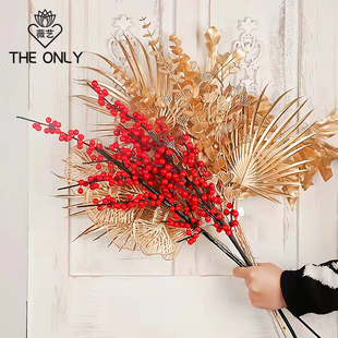 薇艺 年宵花仿真叶材银杏叶尤加利金叶子新年福桶插花鲜花店资材