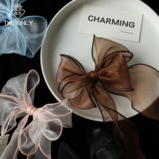 薇艺 格纹鱼尾纱丝带蝴蝶结丝带高级柔感飘带花艺手工diy材料