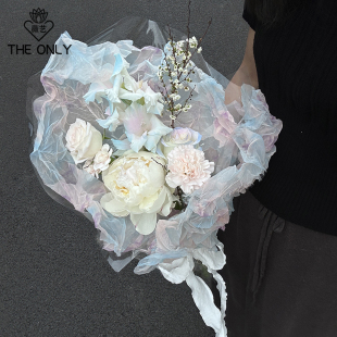 材料 网纱diy花艺包装 薇艺 多色晕染欧根纱流光包花纱创意鲜花包装