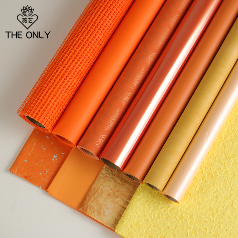 薇艺火焰橙色系花艺包装纸