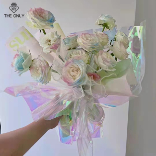 薇艺流萤纸鲜花包装 纸 纸镭射纸花艺资材包花纸玻璃纸防水花束包装