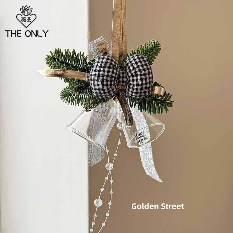 玻璃铃铛车挂摆件薇艺圣诞装饰