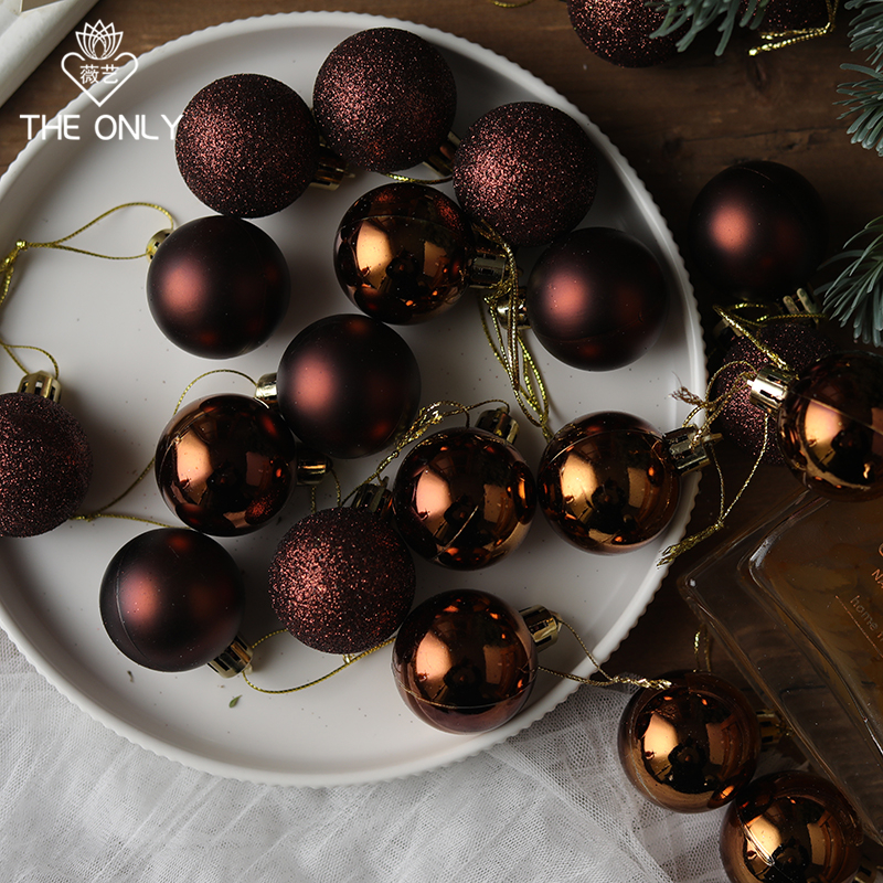 薇艺圣诞树装饰球磨砂电镀圣诞球摄影道具节日场景氛围布置挂饰品