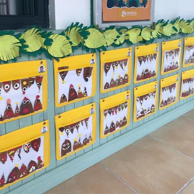 a4幼儿园作品展示袋透明挂袋美术画袋a3画画走廊墙面表征收纳袋8k