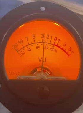 VU表电平表52MM指针式表头复古表盘圆形黑色电压表黄色背光DB表