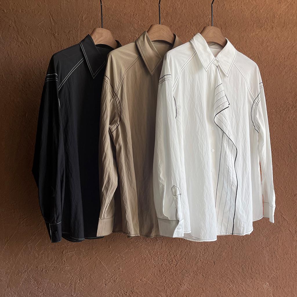 IMMUNO壹糯复古明线飞飞边衬衫