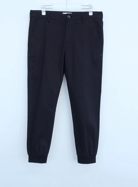 拉PT系列撤柜正品男春秋全棉弹力布高级束脚九分休闲裤2A2531黑色