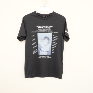 夏高支纯棉修身 拉JW系列M L专柜正品 男装 T恤5A4317黑色 圆领短袖