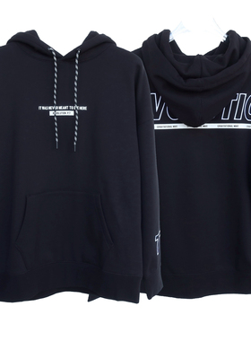 拉夏PT大牌撤柜正品男秋冬加厚内磨毛细绒保暖连帽卫衣2A2685黑色