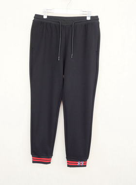 拉夏PT专柜撤柜正品男装秋冬高档厚柔运动休闲九分卫裤2A2627黑色