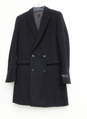 拉PT系列M专柜超值男装冬季高级舒适厚羊毛呢外套大衣2A2834黑色