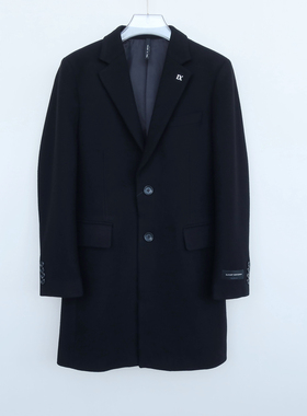 拉夏PT系/S撤柜男装冬商务高级厚毛呢西装外套短大衣2A2788黑色