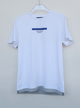 拉PT系列/S专柜男装夏纯棉胶印字母圆领短袖T恤2A2523白色