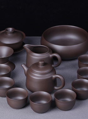 家用紫砂功夫茶具套装原矿西施壶整套办公陶瓷喝茶泡茶器茶杯组合