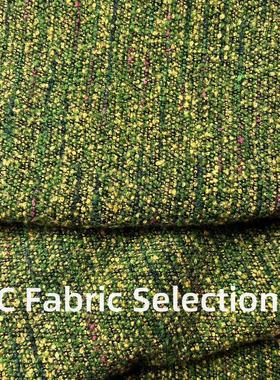 新品意大利进口70绿色圈圈羊毛小香风外套马甲裙套装面料