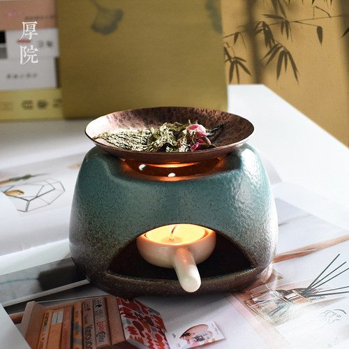 厚院【官乾】紫铜烤茶盘茶叶提香器陶瓷温茶炉加热隔火干烧香熏炉