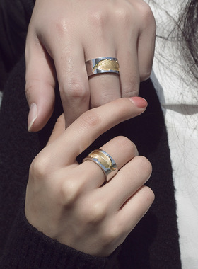 欧美钛钢羽毛戒指男饰品