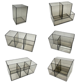 透明文具收纳盒分格笔筒学生桌面办公室工位整理简约高颜值置物架