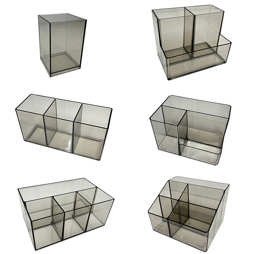 透明文具收纳盒分格笔筒学生桌面办公室工位整理简约高颜值置物架