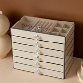 ins风首饰盒多层绒布珠宝戒指耳环收纳盒高级感梳妆台桌面整理盒