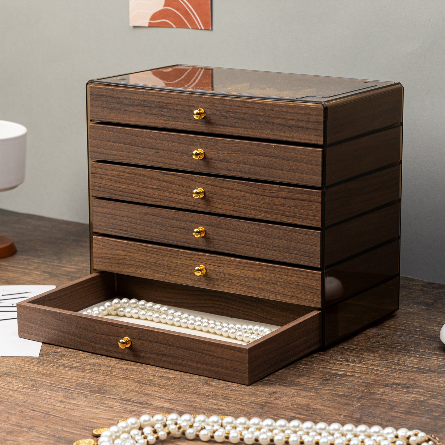 复古风胡桃木首饰盒高颜值饰品收纳盒多层分格桌面耳钉耳环珠宝盒,饰品/流行首饰/时尚饰品新,首饰盒,淘宝优惠券,粉丝福利购,淘宝优惠卷