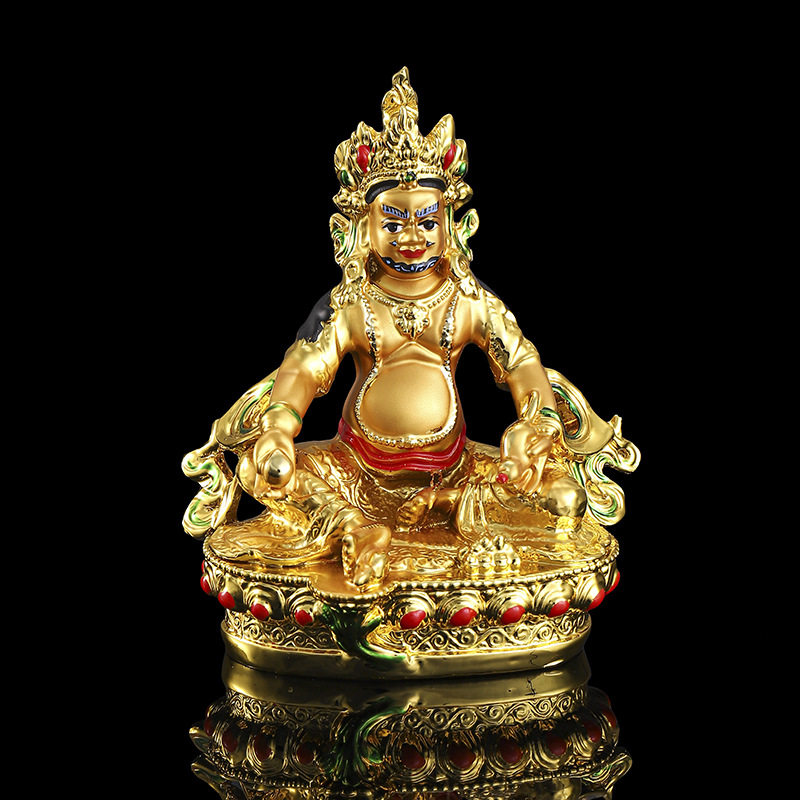 藏传密宗佛像镀金黄财神供奉摆件祈福护法菩萨树脂佛像工艺品摆件