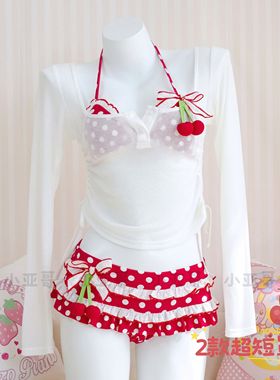 小亚哥 原创抽绳收腰 甜美收腰 搭配小樱桃泳衣比基尼罩衫8157