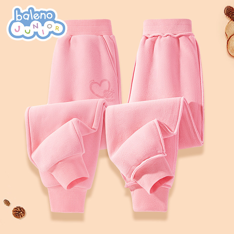 班尼路女童加绒裤子儿童加厚一体绒保暖运动裤小女孩一条过冬棉裤