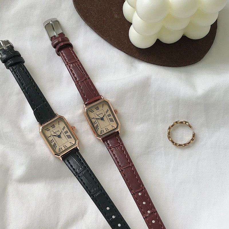Square For Women Ins Style Student Simple Elegant Retro Fashion Classic Niche Design Roman Numeral Dial Women's Watch_voghion.com