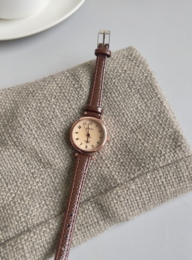 考试专用数字60刻度手表女款学生女士公职人员细带小表盘石英女表