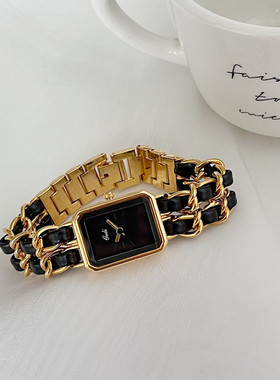 高级感礼盒装编织手链手表女款简约气质轻奢小众时尚女士方形女表