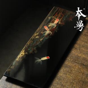 本曼海阔凭鱼跃大漆干泡茶台中式手工制作茶盘木质漆器特色手工艺